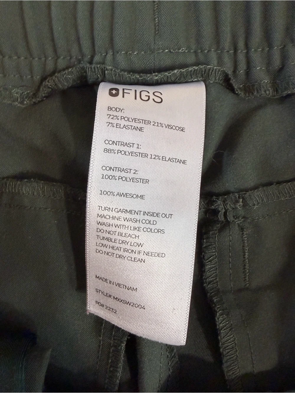 FIGS Men's Forest Green Jogger Sweatpants with Cream Drawstring ITEM2670